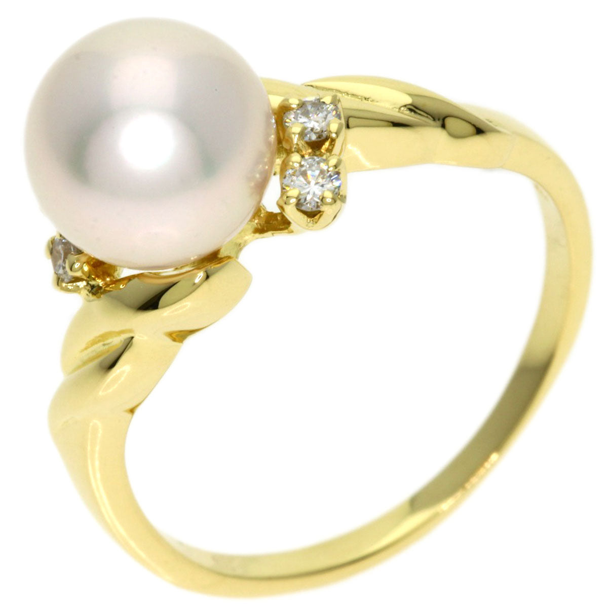 MIKIMOTO Pearl Pearl Diamond Ring K18 Yellow Gold Ladies [Used]
