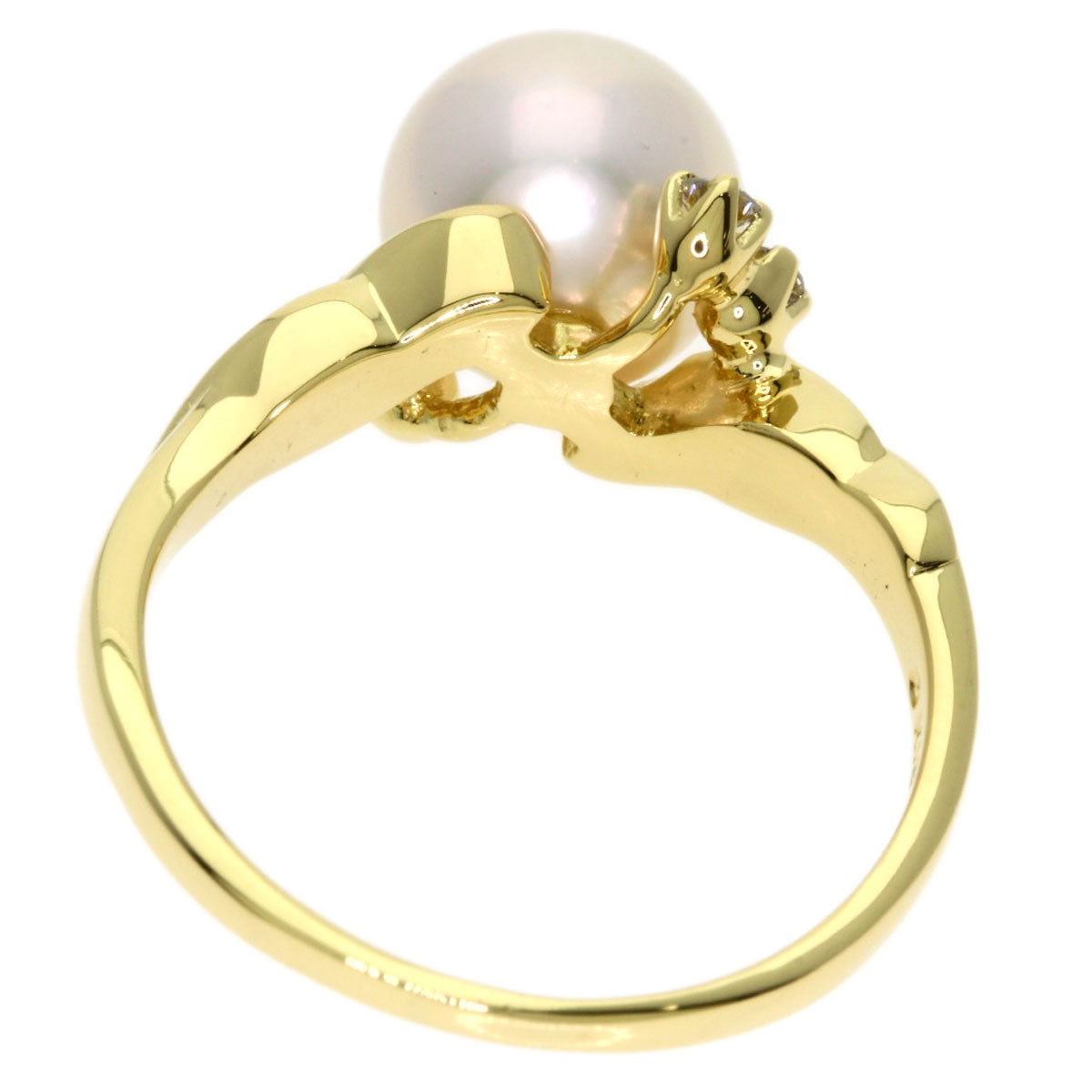 MIKIMOTO Pearl Pearl Diamond Ring K18 Yellow Gold Ladies [Used]
