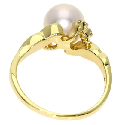 MIKIMOTO Pearl Pearl Diamond Ring K18 Yellow Gold Ladies [Used]