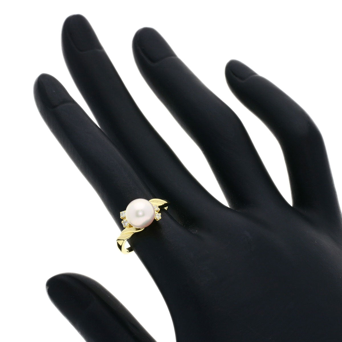 MIKIMOTO Pearl Pearl Diamond Ring K18 Yellow Gold Ladies [Used]