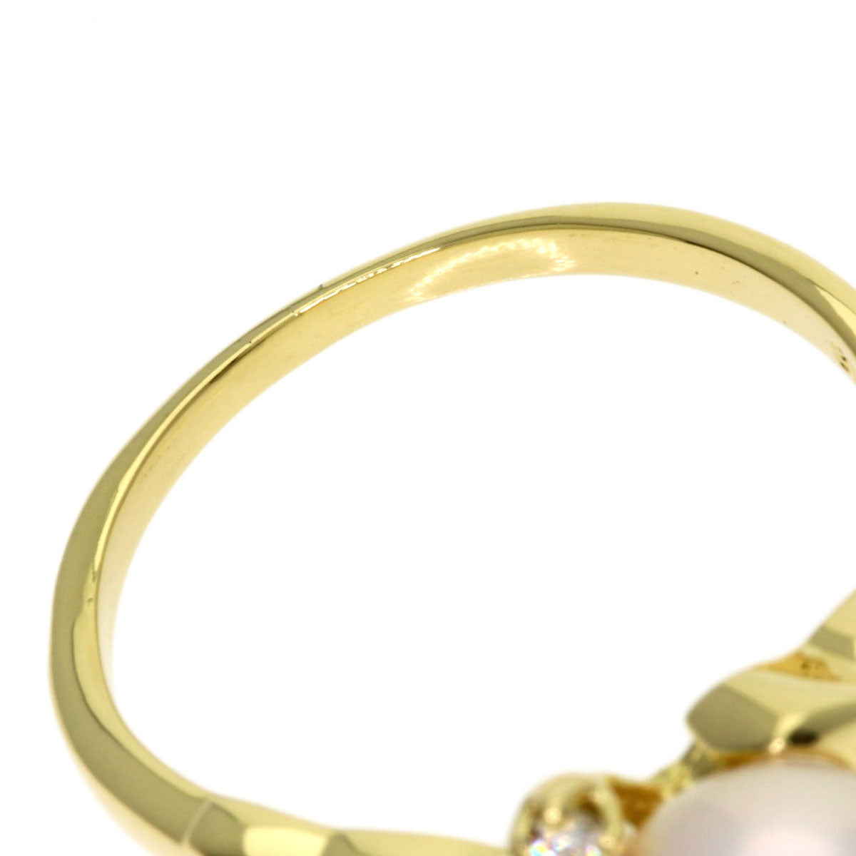 MIKIMOTO Pearl Pearl Diamond Ring K18 Yellow Gold Ladies [Used]