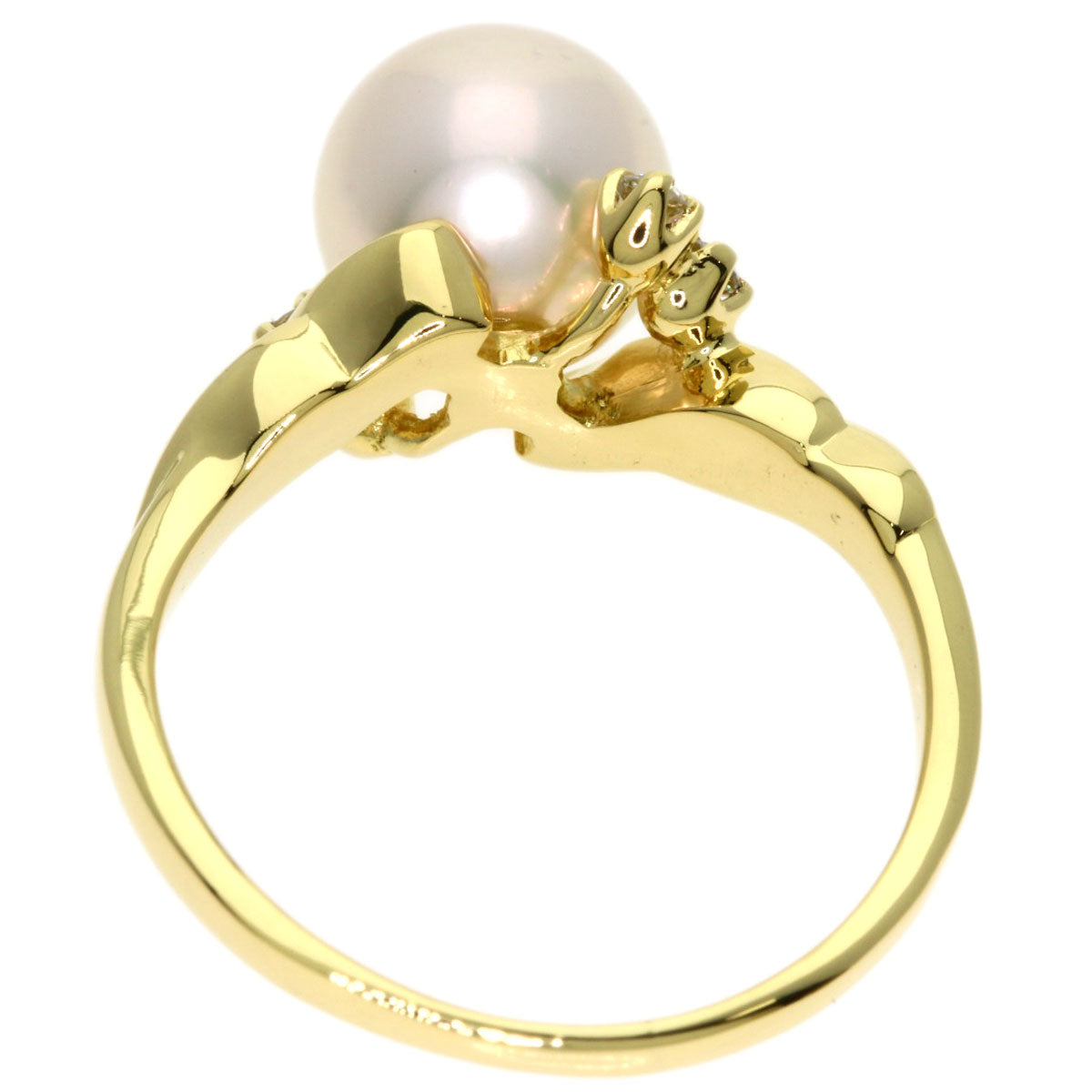 MIKIMOTO Pearl Pearl Diamond Ring K18 Yellow Gold Ladies [Used]
