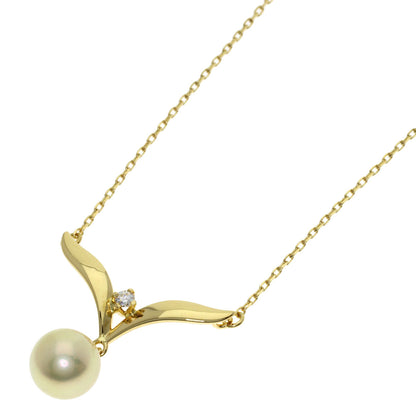 MIKIMOTO Pearl Pearl Diamond Necklace K18 Yellow Gold Ladies [Used]