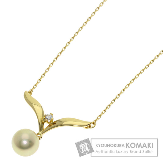 MIKIMOTO Pearl Pearl Diamond Necklace K18 Yellow Gold Ladies [Used]