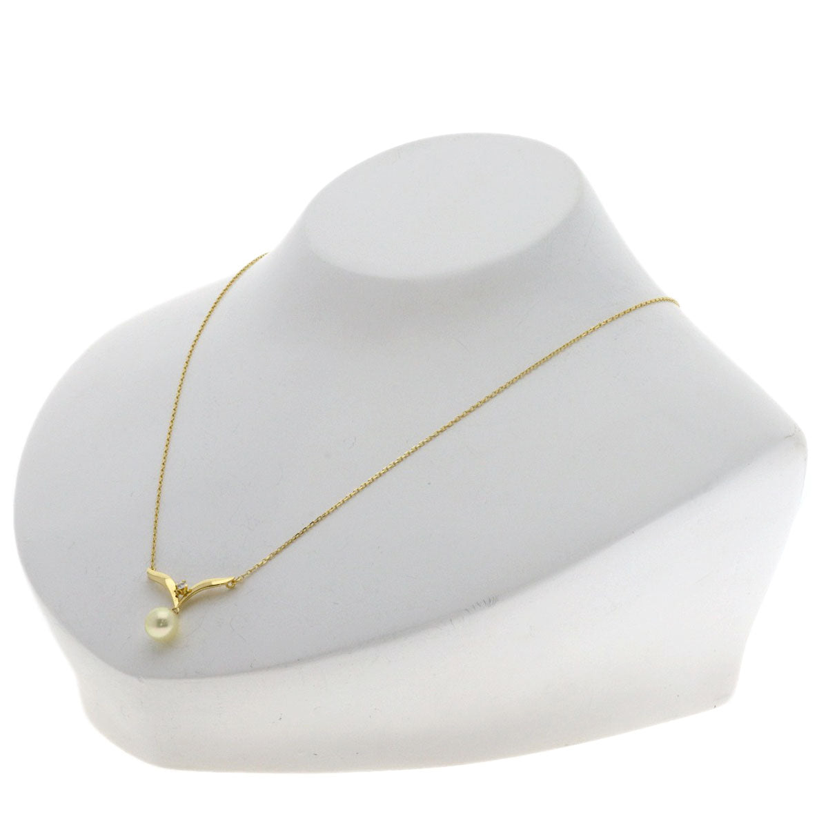 MIKIMOTO Pearl Pearl Diamond Necklace K18 Yellow Gold Ladies [Used]
