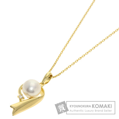MIKIMOTO Pearl Pearl Diamond Necklace K18 Yellow Gold Ladies [Used]