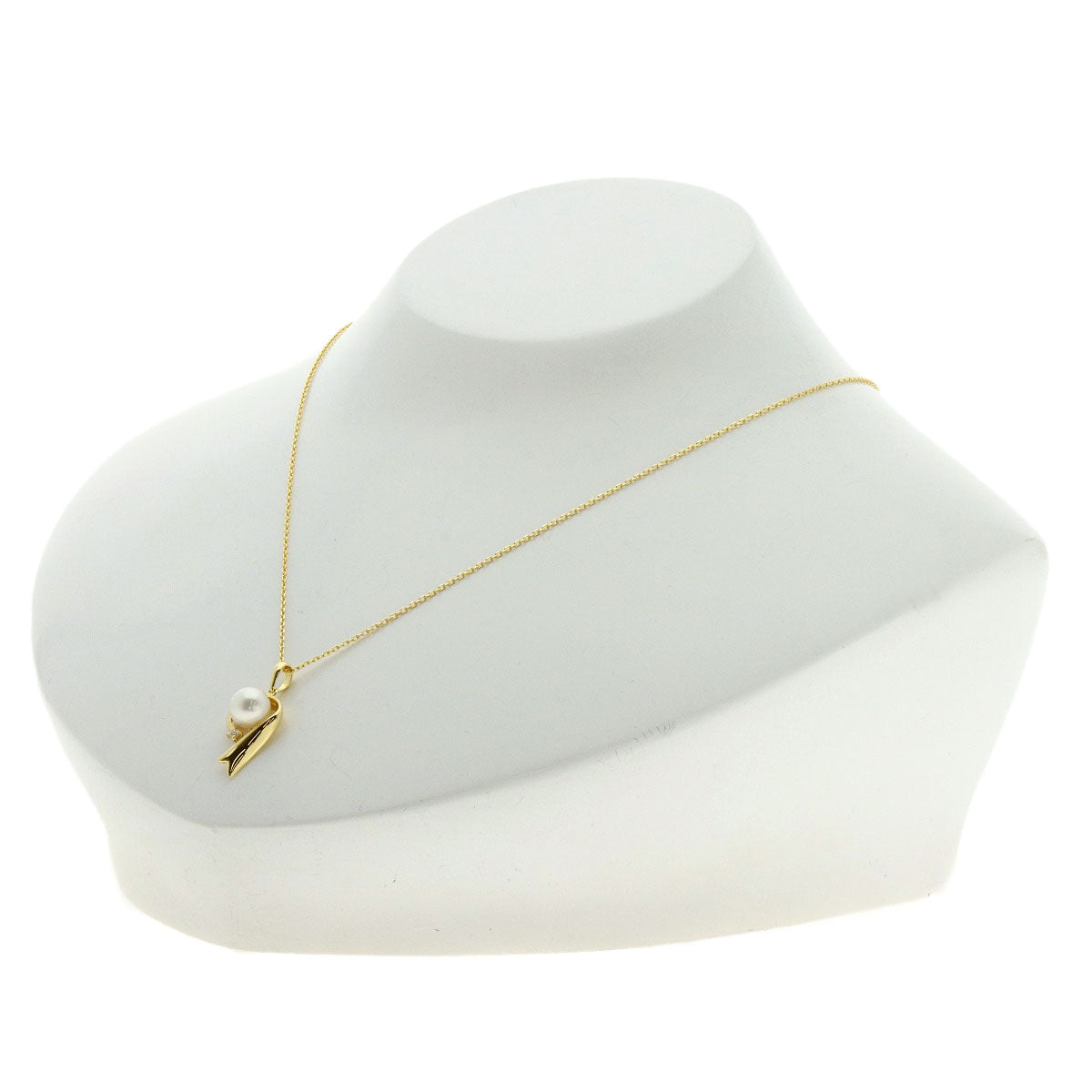 MIKIMOTO Pearl Pearl Diamond Necklace K18 Yellow Gold Ladies [Used]