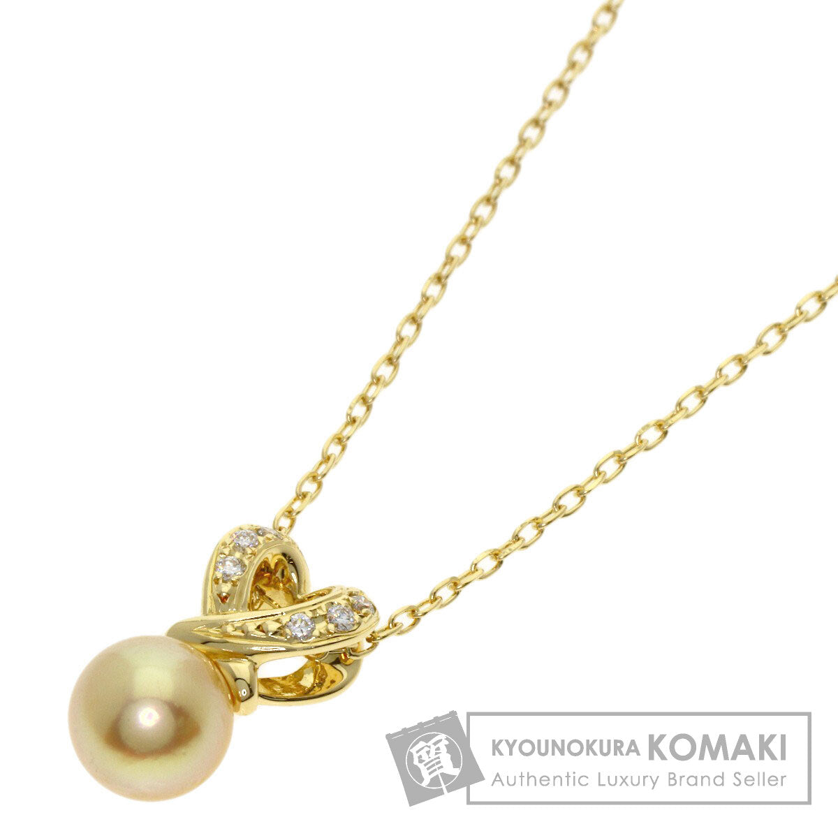 MIKIMOTO Pearl Pearl Diamond heart motif Necklace K18 Yellow Gold Ladies [Used]