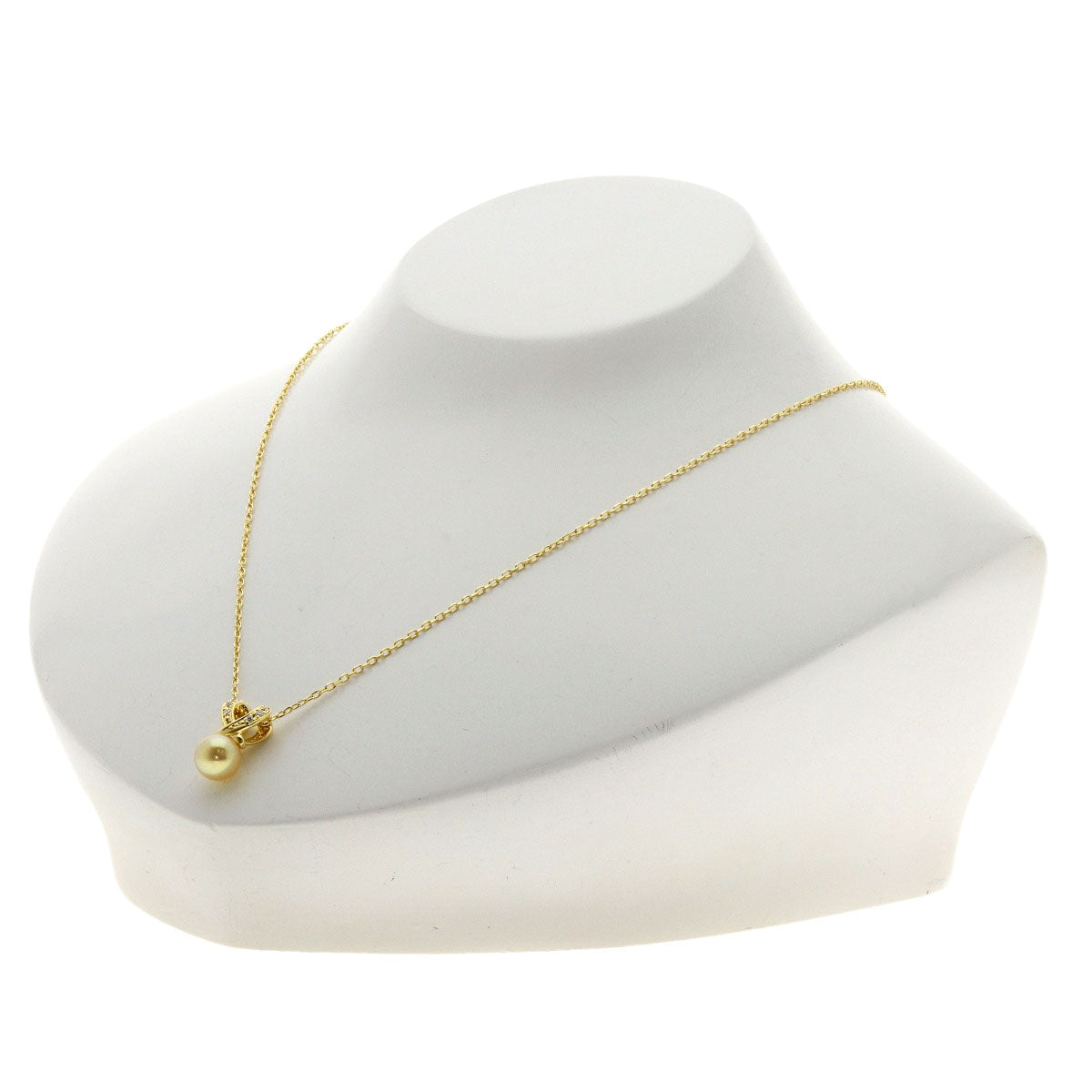 MIKIMOTO Pearl Pearl Diamond heart motif Necklace K18 Yellow Gold Ladies [Used]