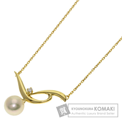 MIKIMOTO Pearl Pearl Diamond Necklace K18 Yellow Gold Ladies [Used]
