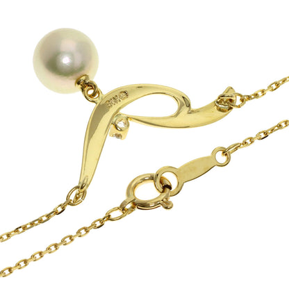 MIKIMOTO Pearl Pearl Diamond Necklace K18 Yellow Gold Ladies [Used]