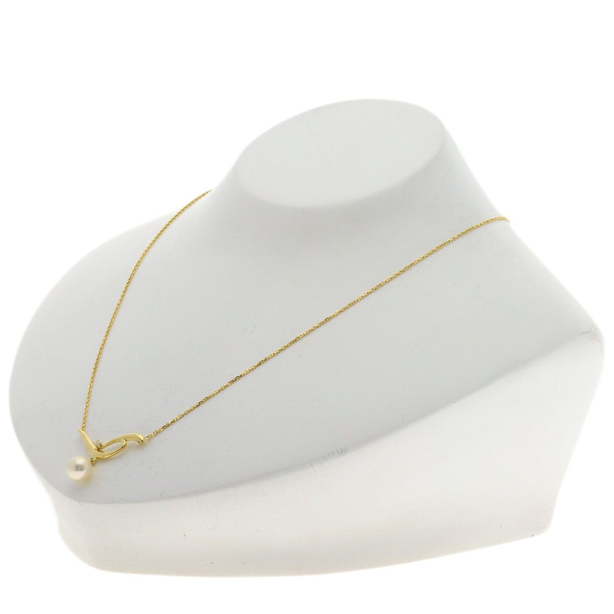 MIKIMOTO Pearl Pearl Diamond Necklace K18 Yellow Gold Ladies [Used]