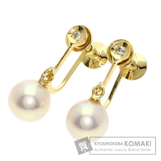 MIKIMOTO Pearl Pearl Diamond Earring K18 Yellow Gold Ladies [Used]