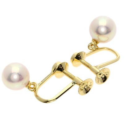 MIKIMOTO Pearl Pearl Diamond Earring K18 Yellow Gold Ladies [Used]
