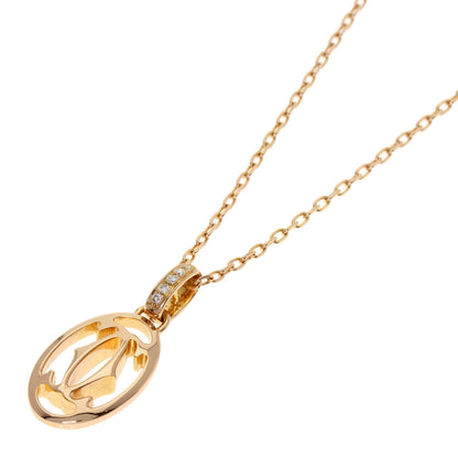 CARTIER Logo Double C Diamond Necklace K18 Pink Gold Ladies [Used]