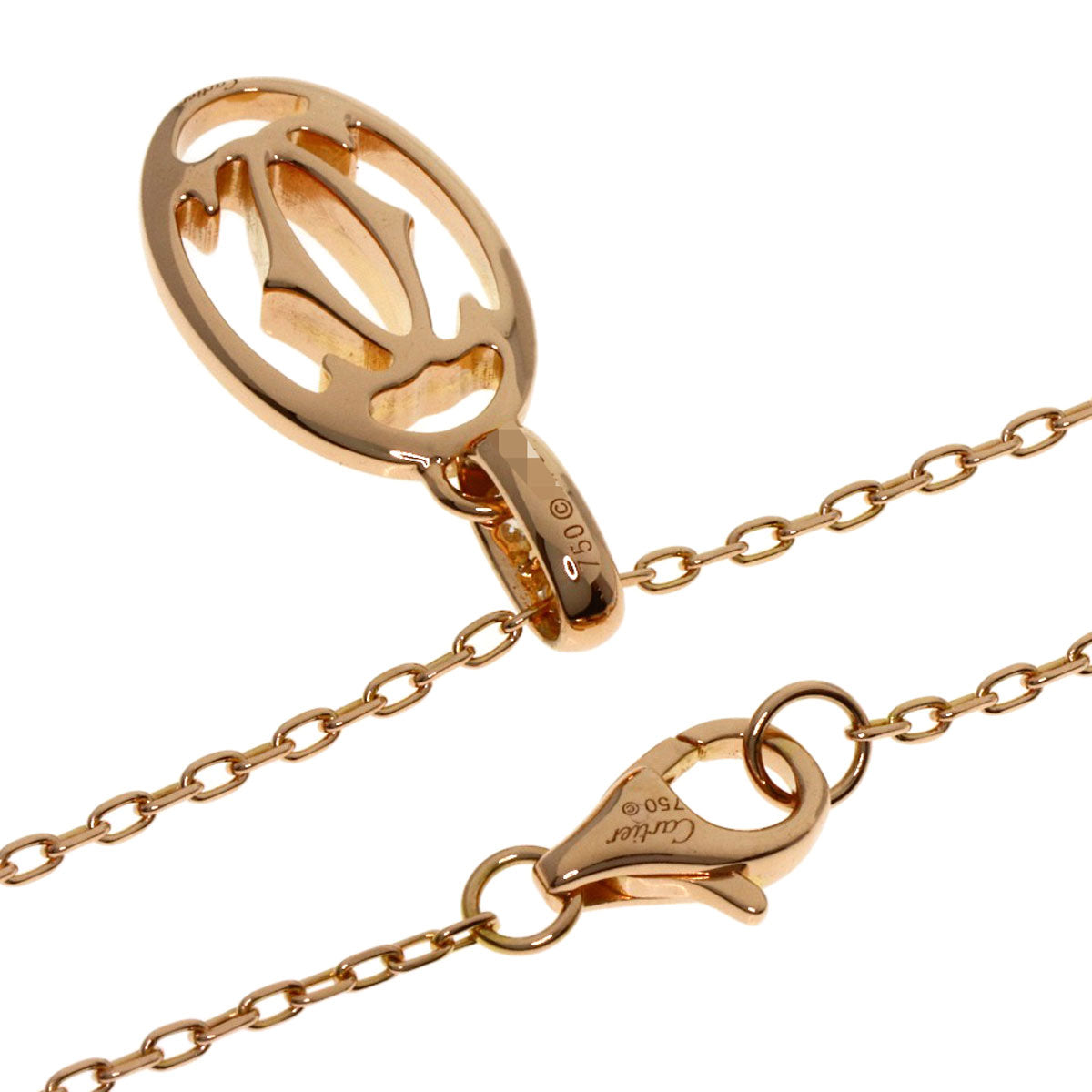 CARTIER Logo Double C Diamond Necklace K18 Pink Gold Ladies [Used]