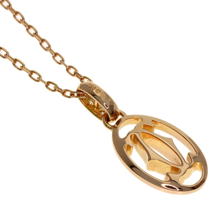 CARTIER Logo Double C Diamond Necklace K18 Pink Gold Ladies [Used]