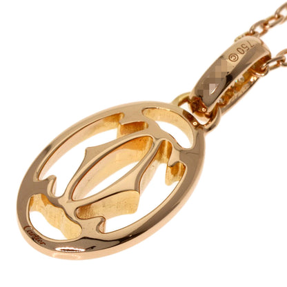 CARTIER Logo Double C Diamond Necklace K18 Pink Gold Ladies [Used]