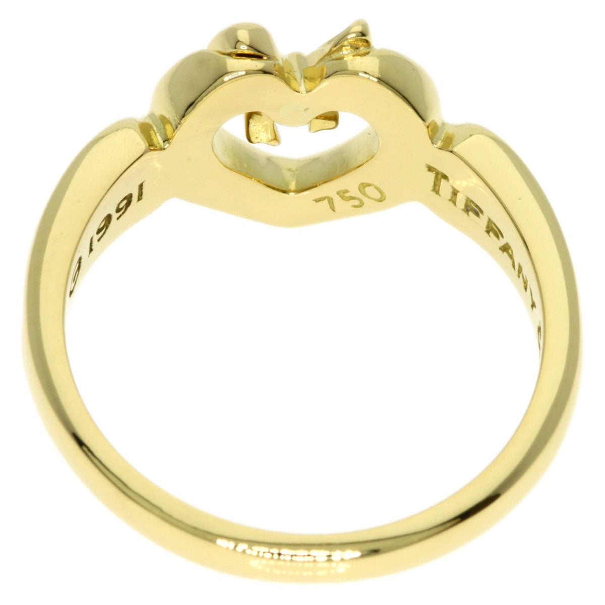 TIFFANY&Co. Heart with bow Ring K18 Yellow Gold Ladies [Used]