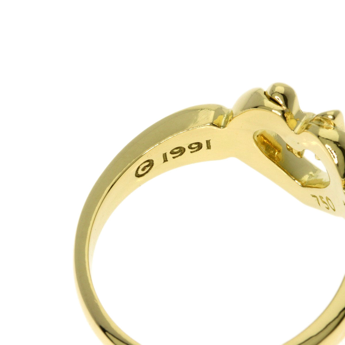 TIFFANY&Co. Heart with bow Ring K18 Yellow Gold Ladies [Used]