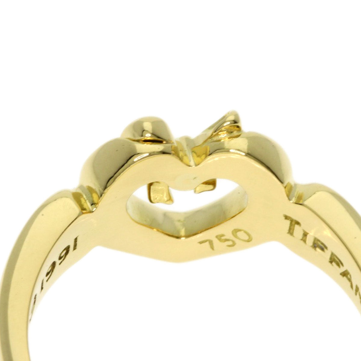 TIFFANY&Co. Heart with bow Ring K18 Yellow Gold Ladies [Used]