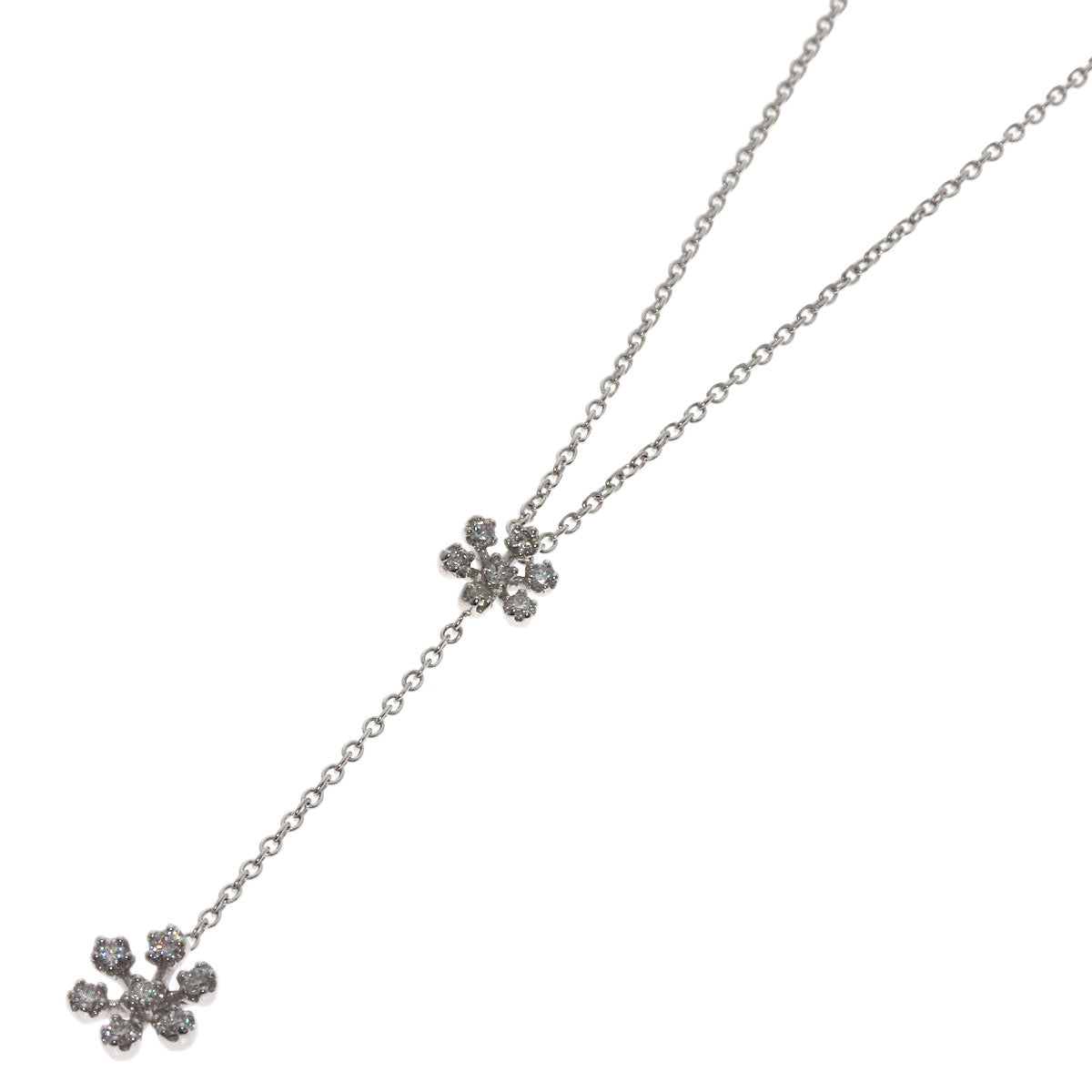 Ponte Vecchio Flower Motif Diamond Necklace K18 White Gold Ladies [Used]