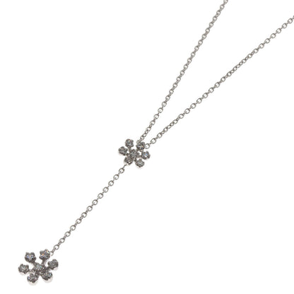 Ponte Vecchio Flower Motif Diamond Necklace K18 White Gold Ladies [Used]