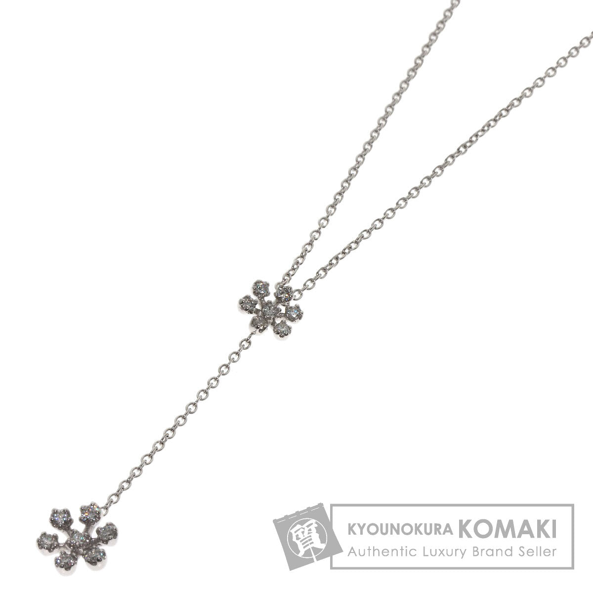 Ponte Vecchio Flower Motif Diamond Necklace K18 White Gold Ladies [Used]