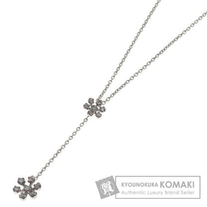 Ponte Vecchio Flower Motif Diamond Necklace K18 White Gold Ladies [Used]