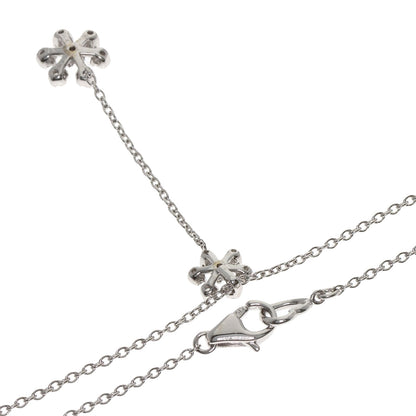 Ponte Vecchio Flower Motif Diamond Necklace K18 White Gold Ladies [Used]