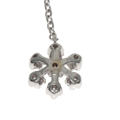 Ponte Vecchio Flower Motif Diamond Necklace K18 White Gold Ladies [Used]
