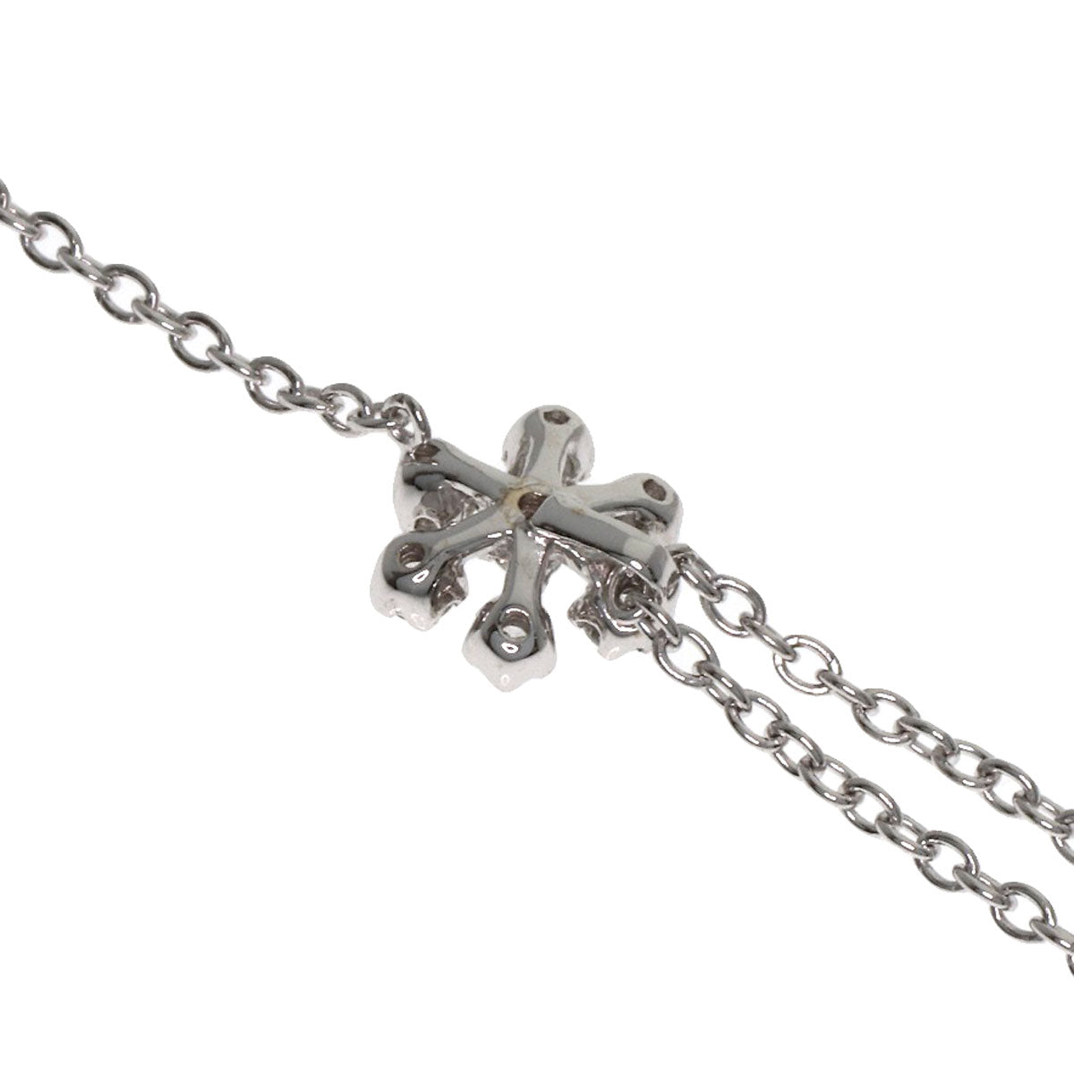 Ponte Vecchio Flower Motif Diamond Necklace K18 White Gold Ladies [Used]