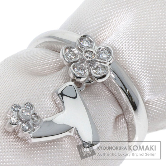 Pomellato Flower motif Diamond Initial T Ring K18 White Gold Ladies [Used]