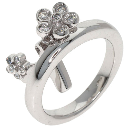 Pomellato Flower motif Diamond Initial T Ring K18 White Gold Ladies [Used]