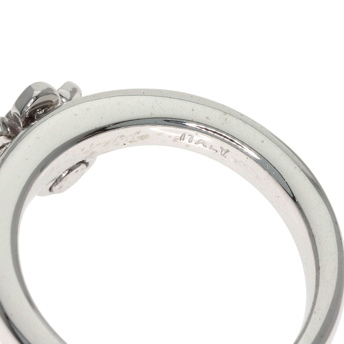 Pomellato Flower motif Diamond Initial T Ring K18 White Gold Ladies [Used]