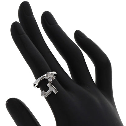 Pomellato Flower motif Diamond Initial T Ring K18 White Gold Ladies [Used]