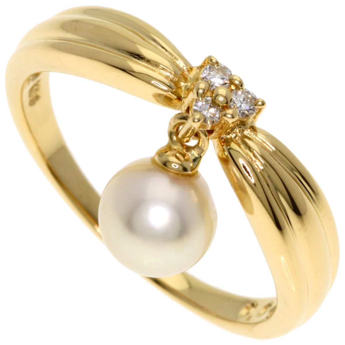 TASAKI Pearl Pearl Diamond Ring K18 Yellow Gold Ladies [Used]