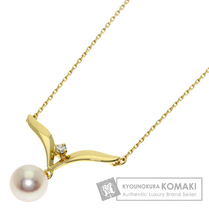 MIKIMOTO Pearl Pearl 1P Diamond Necklace K18 Yellow Gold Ladies [Used]