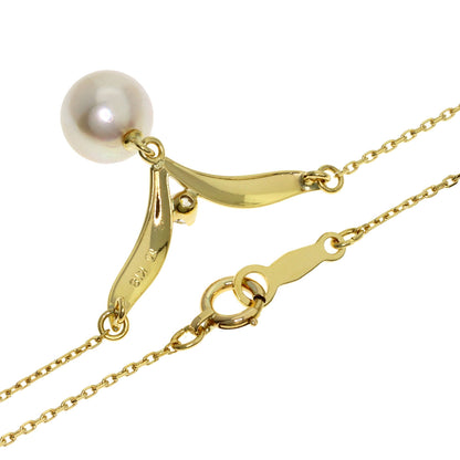 MIKIMOTO Pearl Pearl 1P Diamond Necklace K18 Yellow Gold Ladies [Used]