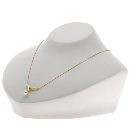 MIKIMOTO Pearl Pearl 1P Diamond Necklace K18 Yellow Gold Ladies [Used]