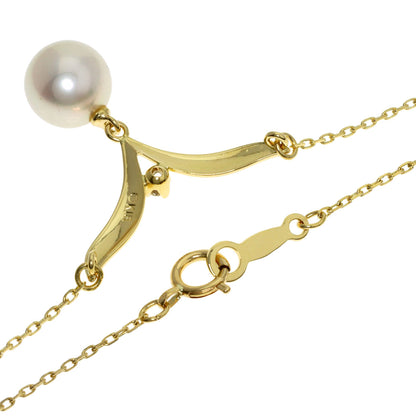 MIKIMOTO Pearl Pearl 1P Diamond Necklace K18 Yellow Gold Ladies [Used]