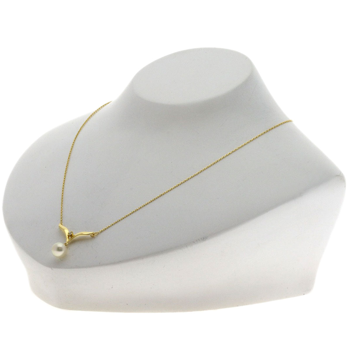 MIKIMOTO Pearl Pearl 1P Diamond Necklace K18 Yellow Gold Ladies [Used]