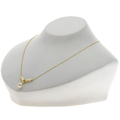 MIKIMOTO Pearl Pearl 1P Diamond Necklace K18 Yellow Gold Ladies [Used]