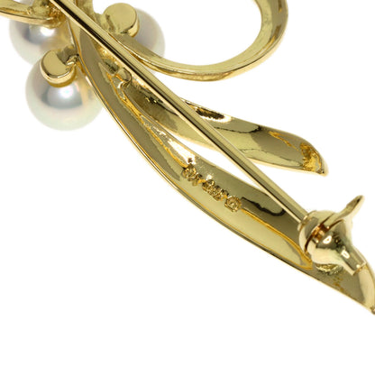 MIKIMOTO Ribbon Pearl Pearl Brooch K18 Yellow Gold Ladies [Used]