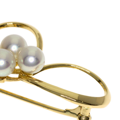 MIKIMOTO Ribbon Pearl Pearl Brooch K18 Yellow Gold Ladies [Used]