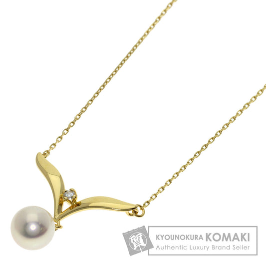 MIKIMOTO Pearl Pearl Diamond Necklace K18 Yellow Gold Ladies [Used]
