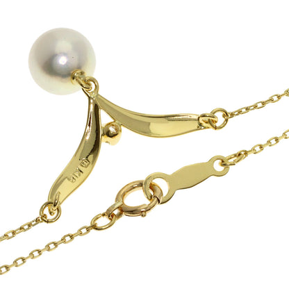 MIKIMOTO Pearl Pearl Diamond Necklace K18 Yellow Gold Ladies [Used]