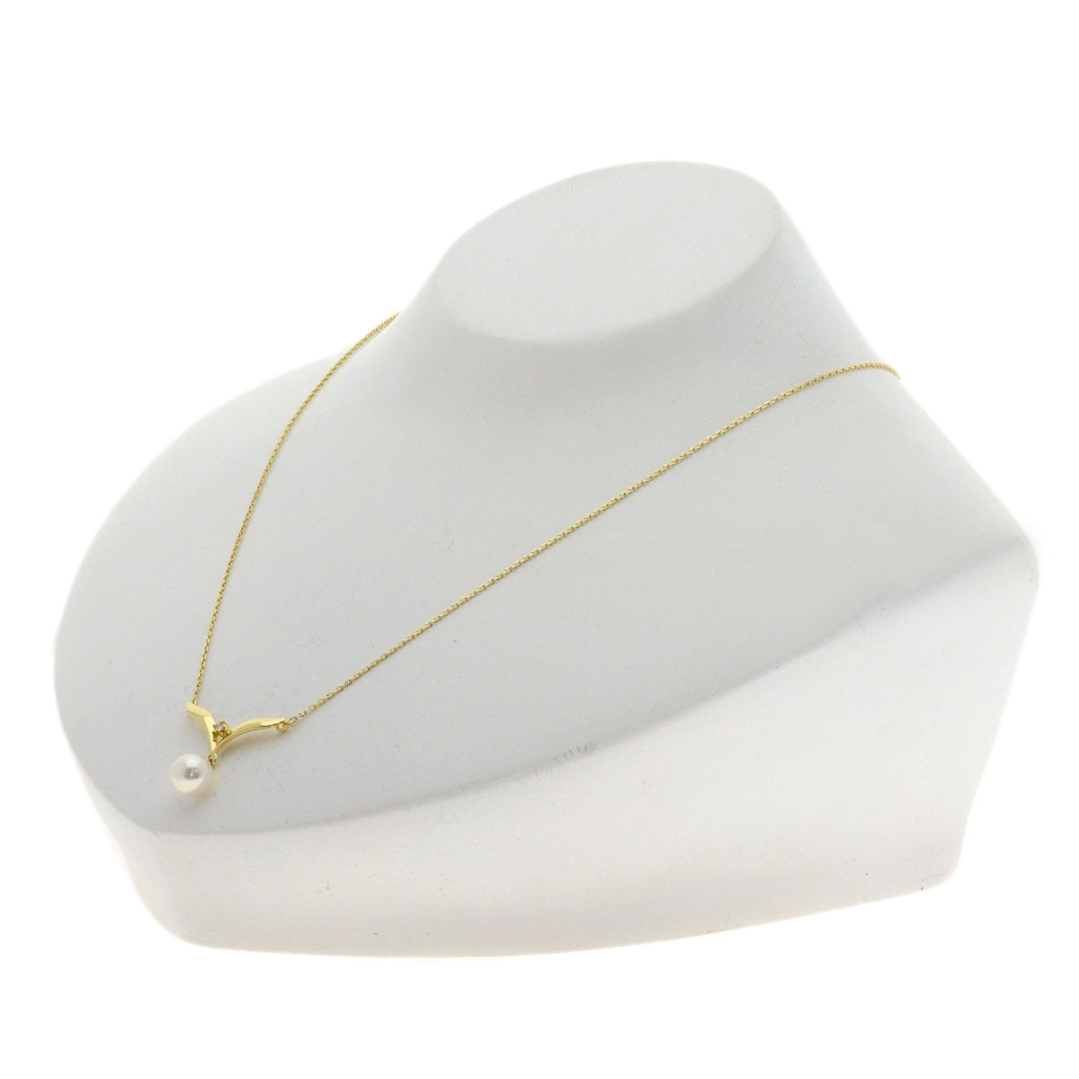 MIKIMOTO Pearl Pearl Diamond Necklace K18 Yellow Gold Ladies [Used]