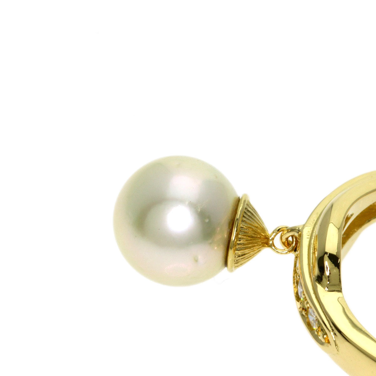 MIKIMOTO Pearl Pearl Diamond Ring K18 Yellow Gold Ladies [Used]