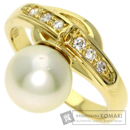 MIKIMOTO Pearl Pearl Diamond Ring K18 Yellow Gold Ladies [Used]